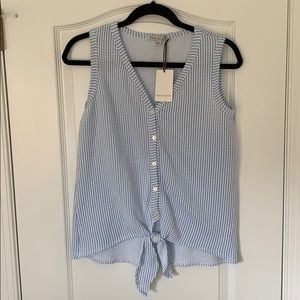 White and Blue Striped Top